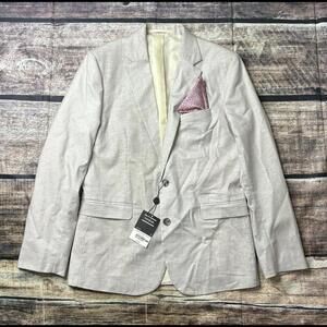 Topman Hylan Blazer Jacket Men's 38R Linen Blend Handkerchief Beige NEW